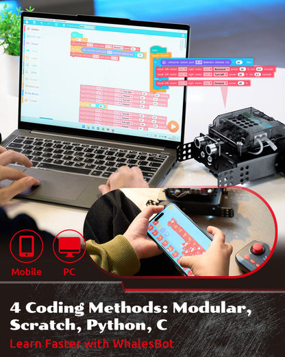 WhalesBot Rocky｜Educational Coding Robot Car Kit 【APP & PC Coding】