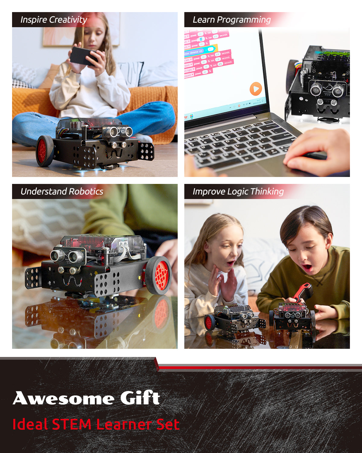 WhalesBot Rocky｜Educational Coding Robot Car Kit 【APP & PC Coding】